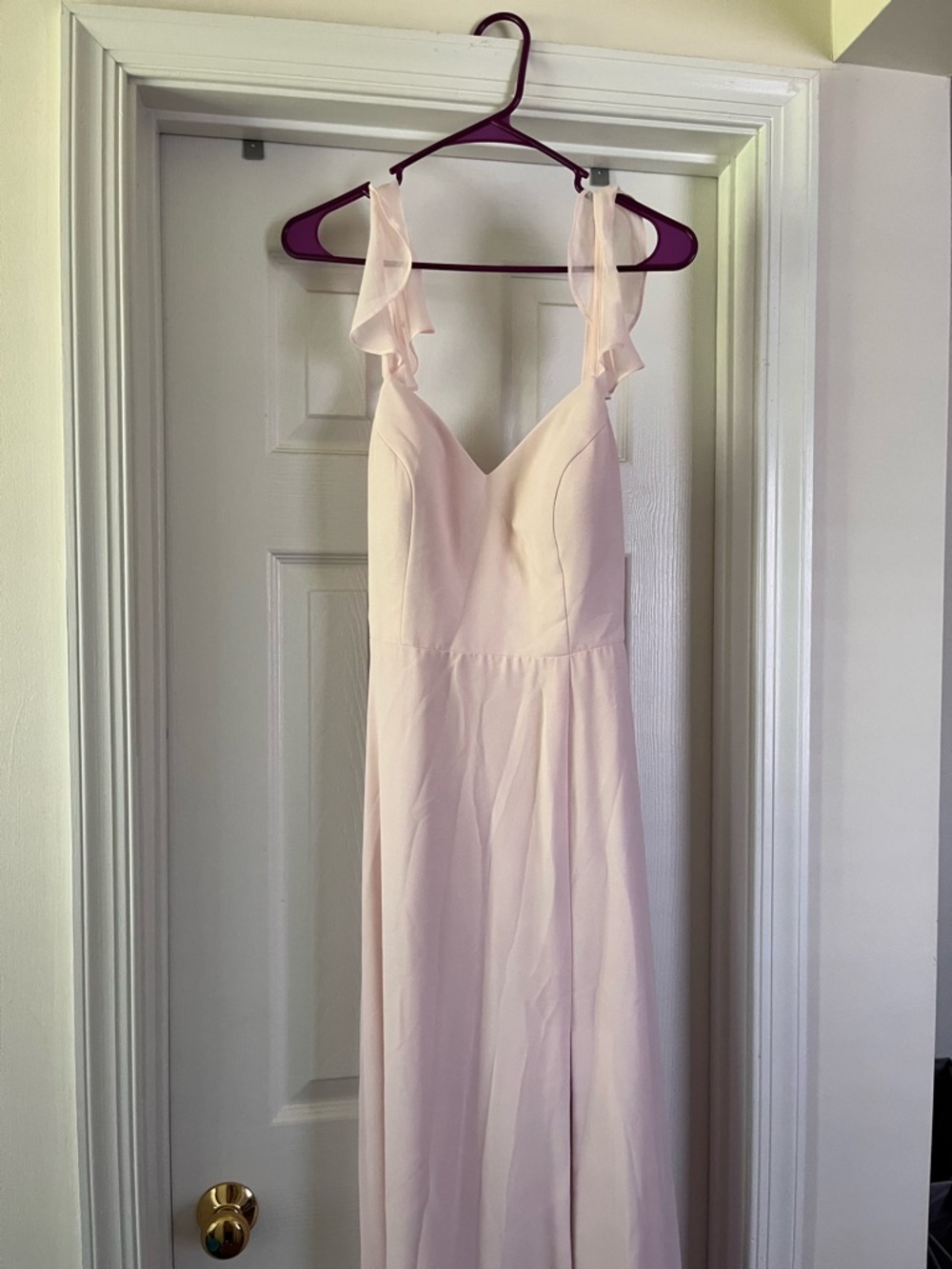 Azazie NWOT Light Pink Maxi Dress with Ruffle Straps